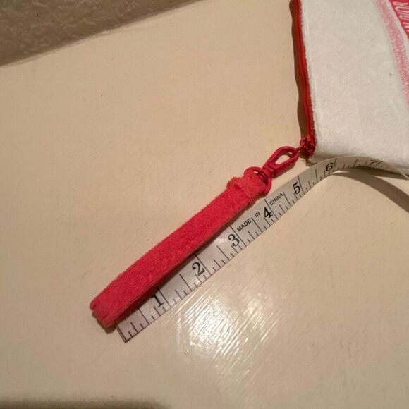 Christian Dior Beauty Terry Cloth Makeup Bag White Coral Stripe Cosmetic Pouch - Picture 7 of 7